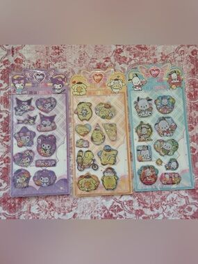 Cute Kawaii Character Sticker Sheets - Yellow, Purple, Blue